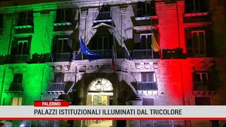 Palermo. Palazzi istituzionali illuminati dal Tricolore