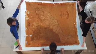 Conservation treatment of varnished map dated 1906