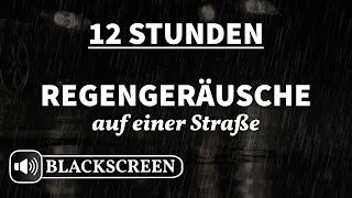 Regen mit vorbeifahrenden Autos: Regengeräusche auf einer Straße (12 Stunden) Blackscreen