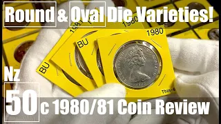 Round & Ovals Varieties ... New Zealand 50c 1980/81 Coin