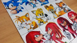 Drawing SONIC, TAILS and KNUCKLES in Different Styles | Sonic The Hedgehog