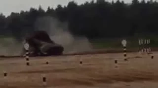 T-72 Military Tank Drifts and Rolls Over at 2015 Tank Biathlon