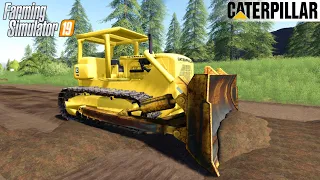 Farming Simulator 19 - CATERPILLAR D7 Old Dozer Pushing Dirt For Road Construction