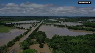 Drone video shows flooding in Valley Mills, Texas