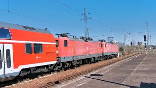 DB 112 165-6 & 112 102-9 mit einem Regio in Schönefeld