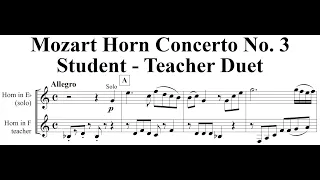 Mozart Horn Concerto No 3 - Student Teacher Duet