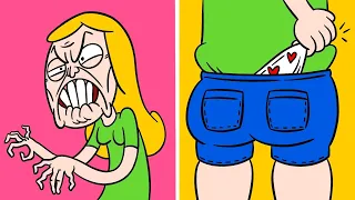 GIRLS PROBLEMS AND FAILS || Weird Cartoons by 123Go! Animated