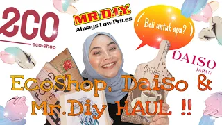 ECO SHOP, MR.DIY & DAISO HAUL MALAYSIA | beli untuk apa?? (Must watch)