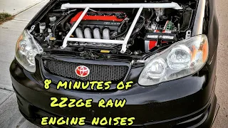 Toyota Corolla XRS 2ZZ-GE pure raw engine noises for 8 minutes (both interior and engine bay sound)