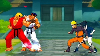 Ryu & Ken Vs. Naruto & Sasuke - Intense Fighters