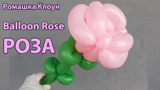 РОЗА ИЗ ШАРИКОВ как сделать цветок Balloon Rose TUTORIAL  como hacer una rosa con globos paso a paso