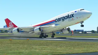 Very Dangerous Landing CARGOLUX Boeing 747 at Sydney International Airport MFS2020