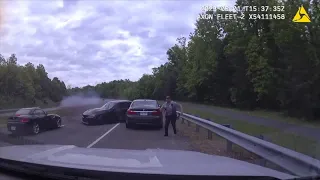 Close call! Virginia police officer dodges out-of-control car