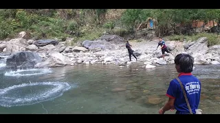 THREE GUYS FISHING IN NEPAL WITH CAST-NET | HIMALAYAN TROUT FISHING IN NEPAL | ASALA FISHING |