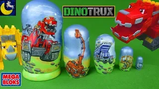 Dinotrux Surprise Nesting Dolls with Mega Contrux Mega Bloks Ton Ton Dozer & Ty Rux Dinosaur Toys!