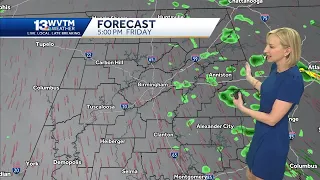 Spotty showers possible across Central Alabama this weekend, otherwise warm and breezy.