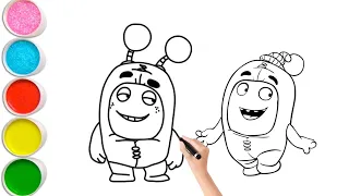 How to draw Oddbods Slick, Newt, Pogo for Kids | Easy Oddbods Drawing,Satisfying Magical Rainbow Art