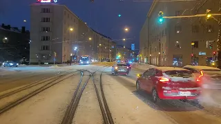 Helsingin raitiolinja 4 Munkkiniemi-Katajanokka-Munkkiniemi. Helsinki tramline 4.