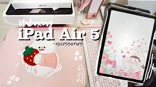 IPad Air 5 starlight unboxing ✨| Apple Pencil ✏️ + aesthetic accessories