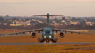 Brazilian Air Force KC-390 taxiing and taking off