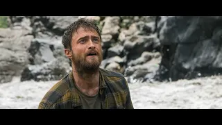 Jungle movie 2017 Daniel Radcliffe, Alex Russell funny bath moment in Bolivia Amazon forest rivers