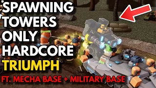 HC TRIUMPH WITH SPAWNER TOWERS (FT. MECHA BASE + MILITARY BASE) | ROBLOX Tower Defense Simulator