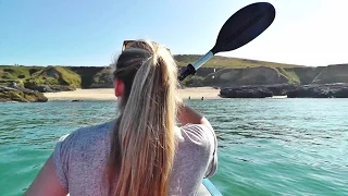 Porthcurno and The Minack Theatre - Kayaking in Cornwall England in a Sevylor Adventure Kayak