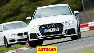 Audi RS3 vs BMW M140i track battle | Hot hatch review | Autocar