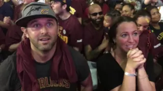 Cavaliers fans celebrate outside Quicken Loans Arena after the NBA Finals