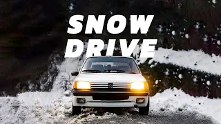 Driving a hot hatch in the snow | Peugeot 205 XS on a winter day | POV drive in snow
