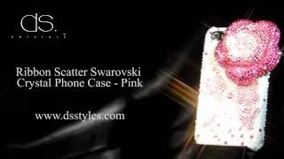 DSstyles Floral Ribbon 3D Swarovski Crystal iPhone 4 4S Case - Pink