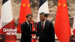 "Bring Russia to its senses," Macron urges Xi during visit to China