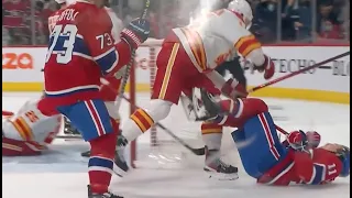 Gudbranson Hit On Gallagher Causes Full Line Scrum After Goal