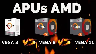 VEGA 3 VS VEGA 8 VS VEGA 11 - APUs AMD - 18 GAMES TESTADOS