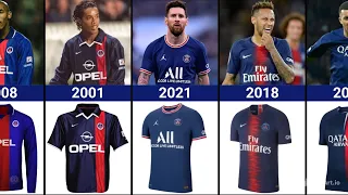 Evolution PARIS SAINT-GERMAIN Jersey Home and Away (2000-2023).