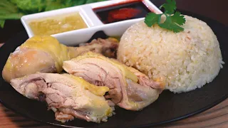 30-Min Chicken Rice by Rice Cooker | EASY Hainanese Chicken Rice