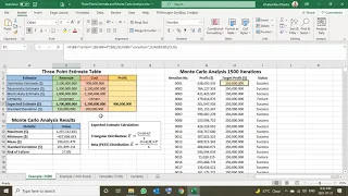 Three Point Estimate and Monte Carlo Analysis using Microsoft Excel