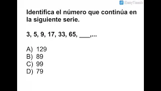 COMIPEMS / Habilidad Matemática / Identifica el número que continúa la siguiente serie 3, 5, 9, 17
