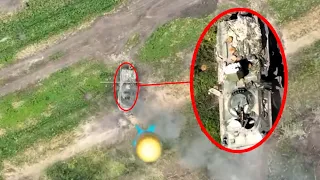 Russian BTR-80 With UMZ Mine-Laying Equipment Attached Get Targeted By Drone