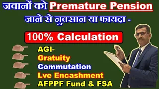 जवानों को Premature Pension जाने से नुक्सान या फायदा- AGI, Gratuity, Commutation, Lve Encash, AFPPF