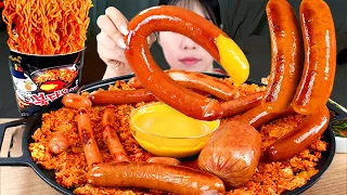 ASMR MUKBANG| 직접 만든 불닭볶음면 킬바사 소세지 김치볶음밥 먹방 & 레시피 FRIED SAUSAGE AND FIRE NOODLES EATING