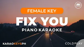 Fix You - Coldplay (Female Key - Piano Karaoke)