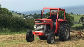 Massey Ferguson 165, 390t & 290 turning and rowing hay