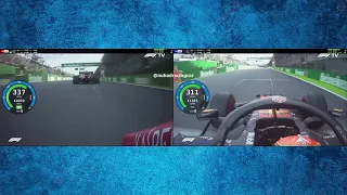 Sebastian Vettel Hitting 344 While Attempting To Overtake Alex Albon At The 2019 Brazilian GP