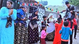 Traditional wedding of nomads: celebration and joy among dancing and stomping