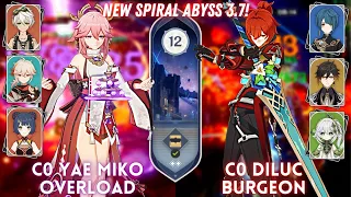 NEW SPIRAL ABYSS 3.7! C0 Yae Oveload & C0 Diluc Burgeon | Floor 12 - 9⭐