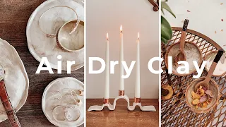 Cute Air Dry Clay DIY Projects | DIY Trinket Tray, DIY Candle Holder, DIY Bowls & Spoons