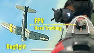 💥Head Tracking FPV Dogfight E-flite T-28 vs Flightline F4U Corsair