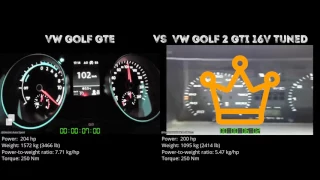 VW Golf GTE vs VW Golf 2 GTI 16V Tuned // 0-100 km/h