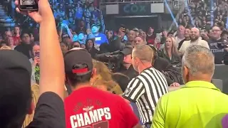 WWE Live.5/8/22 Ronda Rousey hitting Charlotte Flair with Kendo sticks